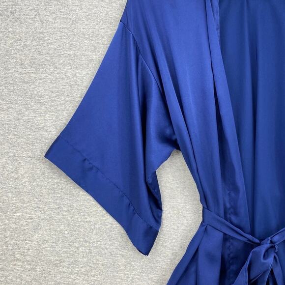 Victorias Secret Robe Womens Small/Medium Blue Silky Pockets Short Sleeve Tie - Picture 8 of 13